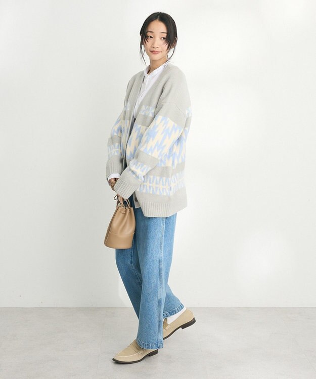 CRAFT STANDARD BOUTIQUE オルテガ柄ニットカーディガン Sax