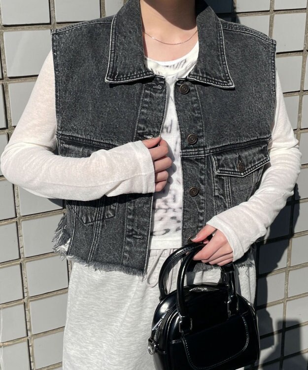 WEGO デニムショートベスト ブラックその他