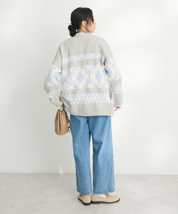 CRAFT STANDARD BOUTIQUE オルテガ柄ニットカーディガン Sax