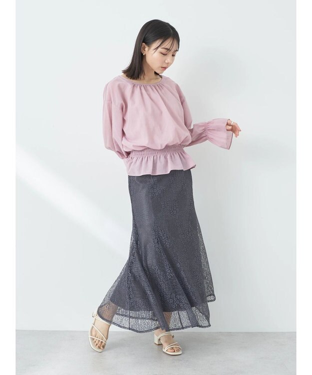 earth music&ecology シャーリングシアーブラウス Pink