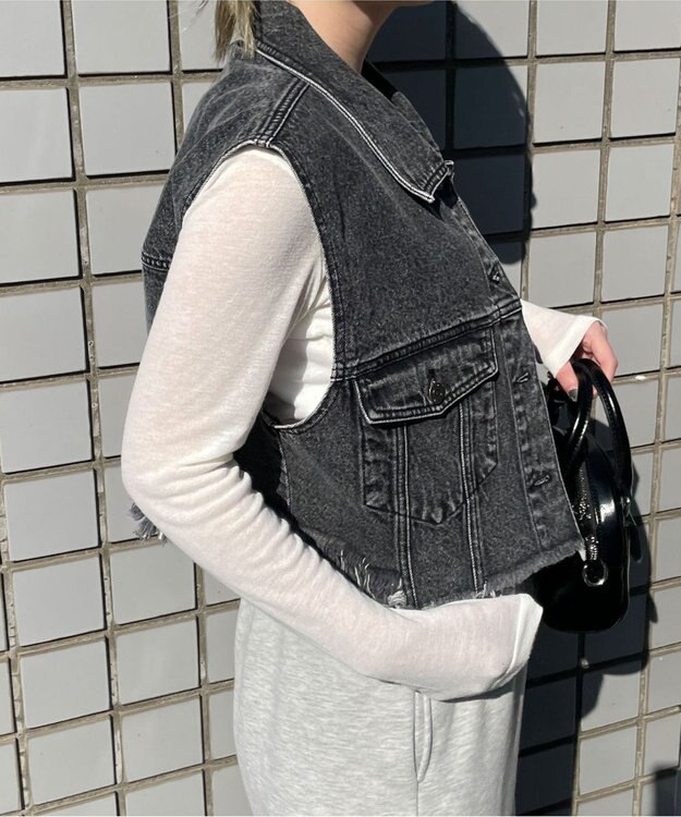 WEGO デニムショートベスト ブラックその他