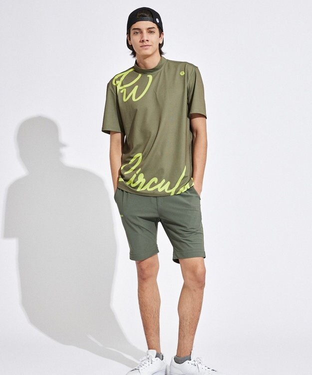 PW CIRCULUS 【吸水速乾 / 伸縮性抜群】【MEN】筆記体ロゴ COOLベンチレーションモック T カーキ系