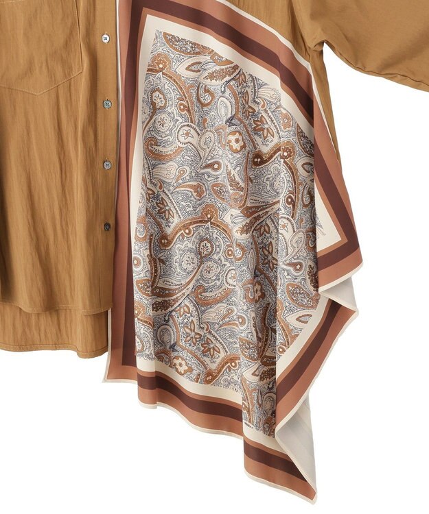 YECCA VECCA スカーフデザインアシメシャツ Camel