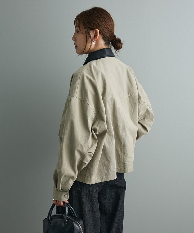 CRAFT STANDARD BOUTIQUE フェイクレザー衿ブルゾン Light Khaki