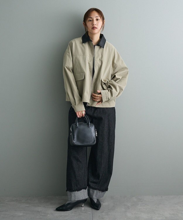 CRAFT STANDARD BOUTIQUE フェイクレザー衿ブルゾン Light Khaki
