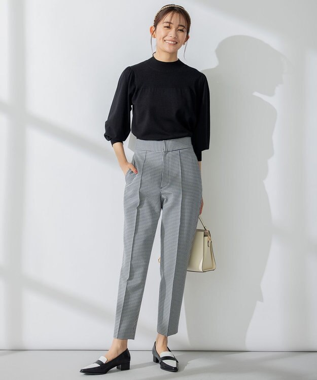 組曲 L 【洗える】Elenaパフスリーブ ニット ブラック系