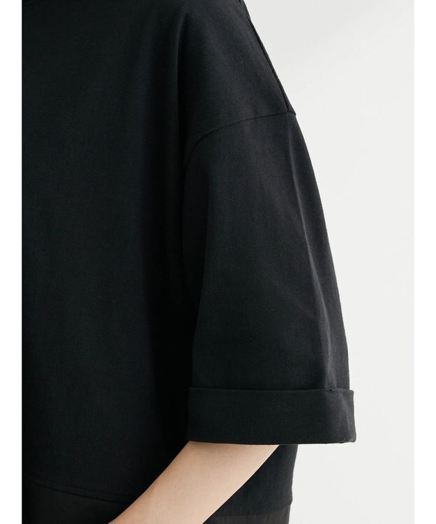 Green Parks ５分袖ドッキングバックスリットチュニック Black