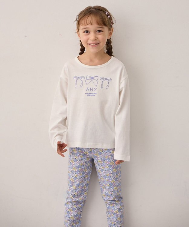 ANY KIDS 【Good Price】 ANY刺繍 長袖Tシャツ オフホワイト