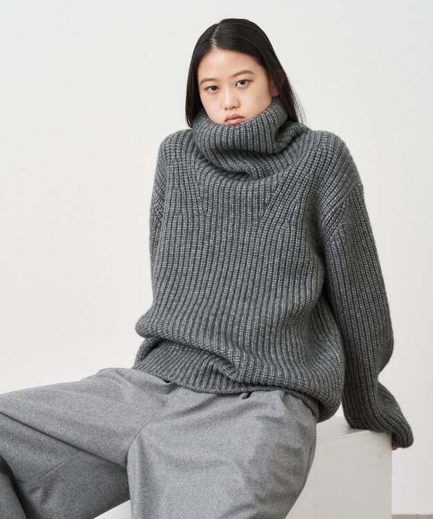 ATON YAK WOOL | オーバーサイズタートルネックセーター GRAY
