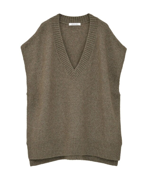 AMERICAN HOLIC ラメ入りＶネックニットベスト Mocha