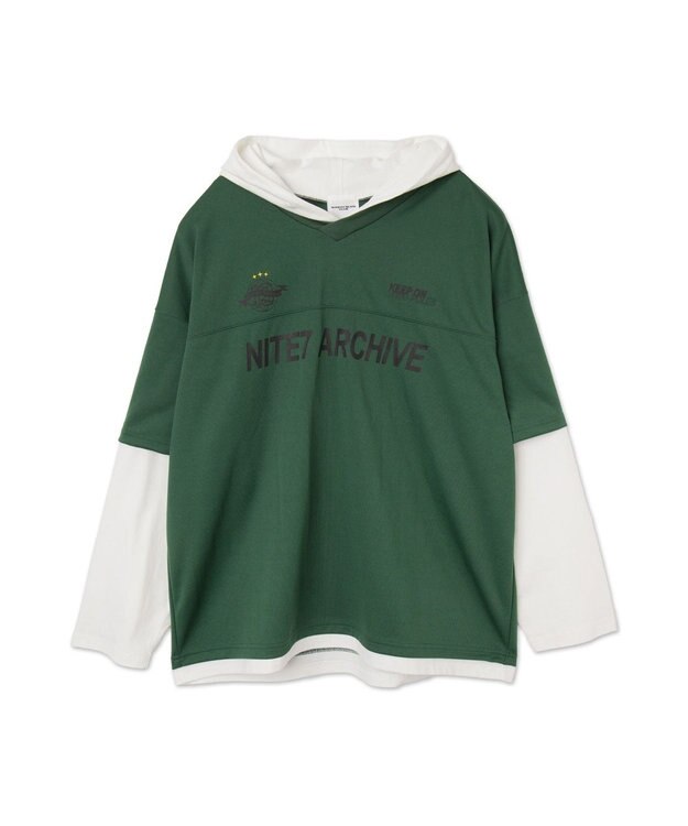 WEGO メッシュレイヤードTパーカー（LS） ダークグリーン