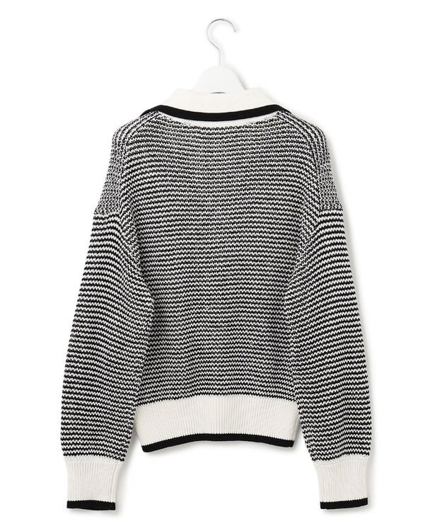 23区 【洗える】ワッフルパターン バイカラー ニット ブラック系