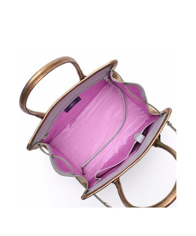 A.D.M.J. 【牛革】メタリックレザー/ヘリ巻きベルトトートM(Dカン+) ブラス　ブラウン