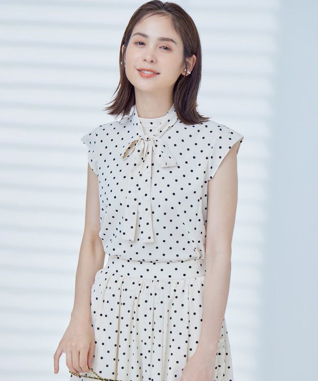 組曲 【WEB限定】ドットプリントデシン ボウタイ付きブラウス エクリュ×ブラック系5