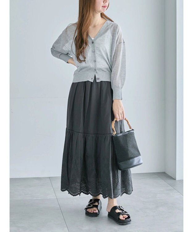 Te chichi Levita14GVネックカーディガン グレー