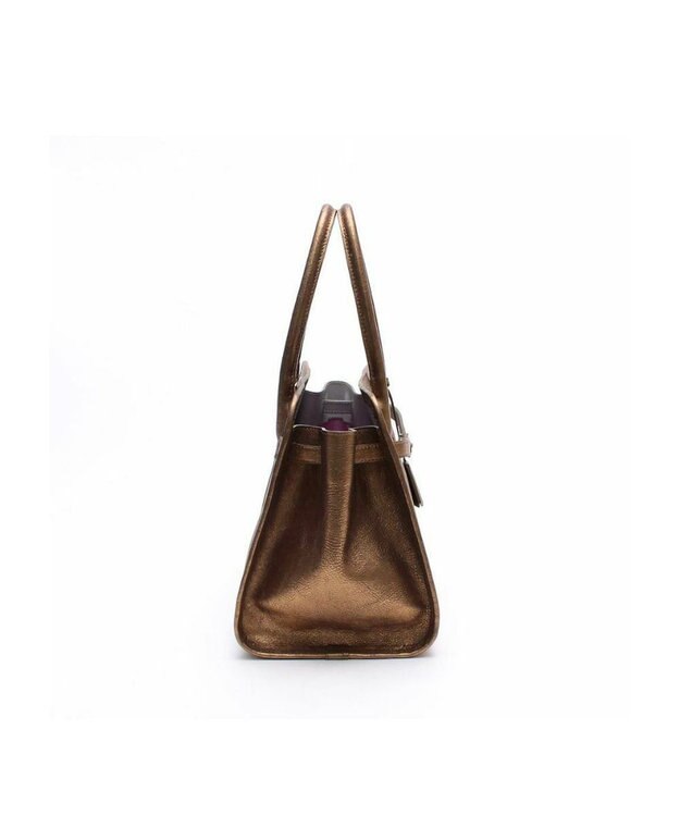 A.D.M.J. 【牛革】メタリックレザー/ヘリ巻きベルトトートM(Dカン+) ブラス　ブラウン