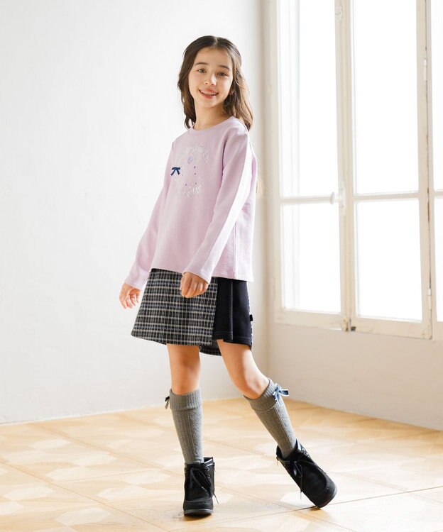 組曲 KIDS 【110-140㎝】オーナメント刺繍 トレーナー ライラック系