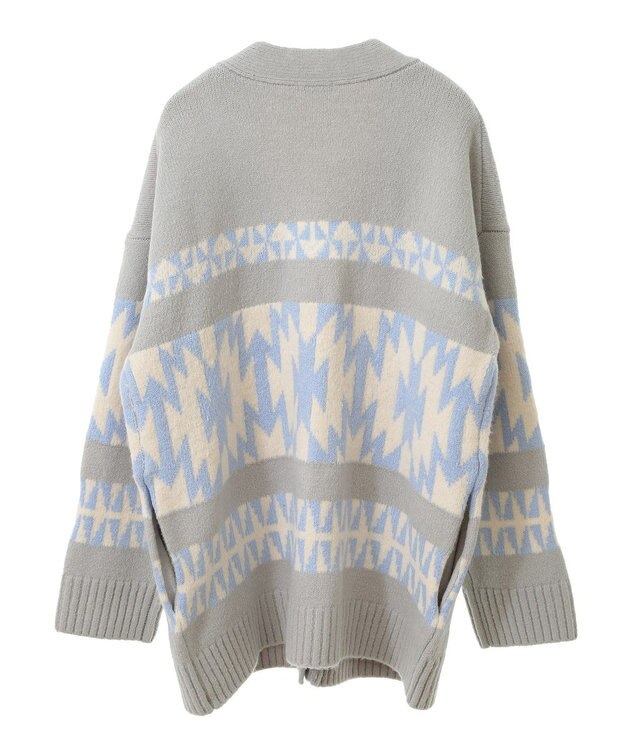 CRAFT STANDARD BOUTIQUE オルテガ柄ニットカーディガン Sax