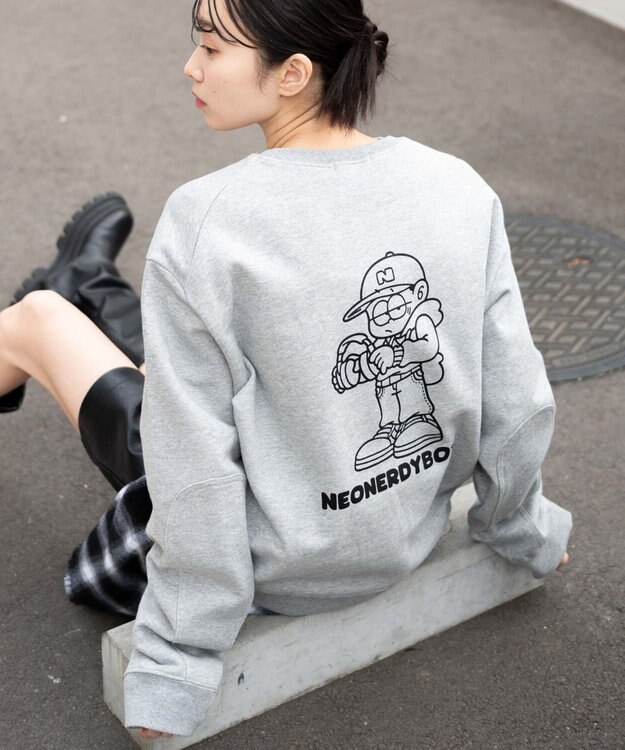 WEGO 【ユニセックス着用ITEM】THEBOYエルボーパッチクルーネックPO 杢グレー
