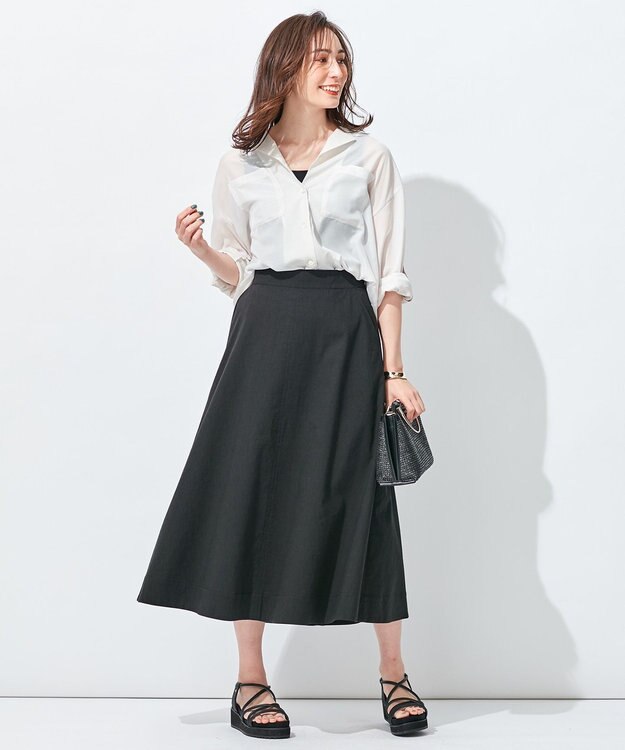 自由区 【洗える/シワになりにくい】オープンカラー シアーブラウス ベージュ系