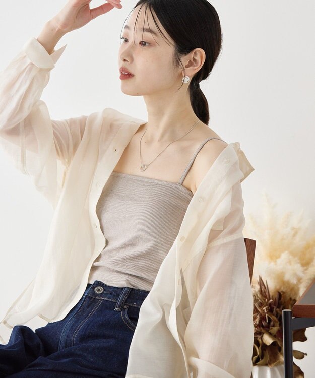 AMERICAN HOLIC カップ付き　ラメリブキャミソール Light Beige