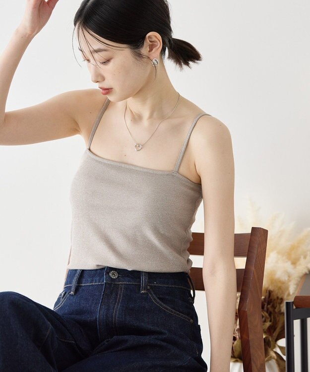 AMERICAN HOLIC カップ付き　ラメリブキャミソール Light Beige