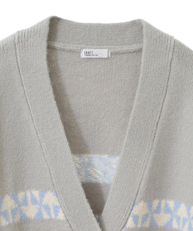 CRAFT STANDARD BOUTIQUE オルテガ柄ニットカーディガン Sax