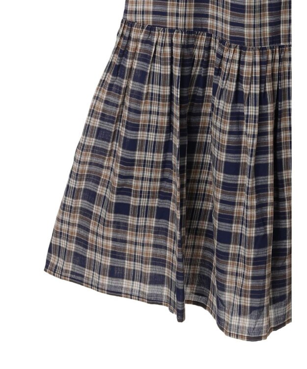 earth music&ecology マドラスチェックキャミワンピース Navy