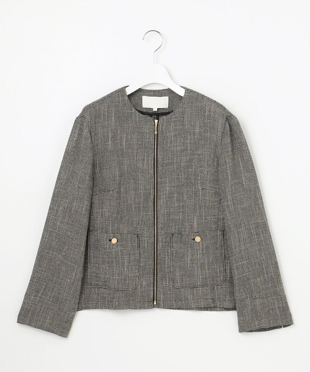 自由区 【洗える】ライトカラミノーカラー ジャケット モノトーン