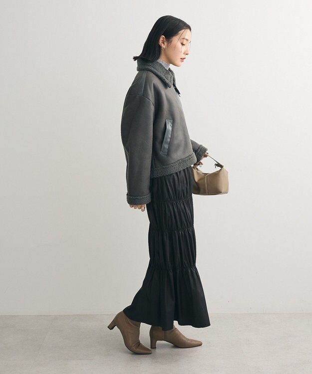 Green Parks フェイクムートンブルゾン Charcoal Gray