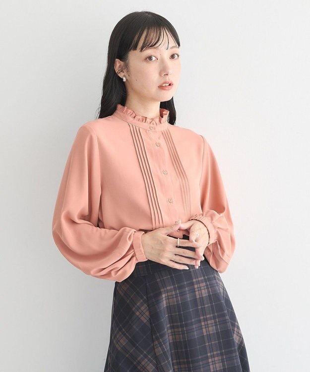 earth music&ecology フリルピンタックブラウス Pink