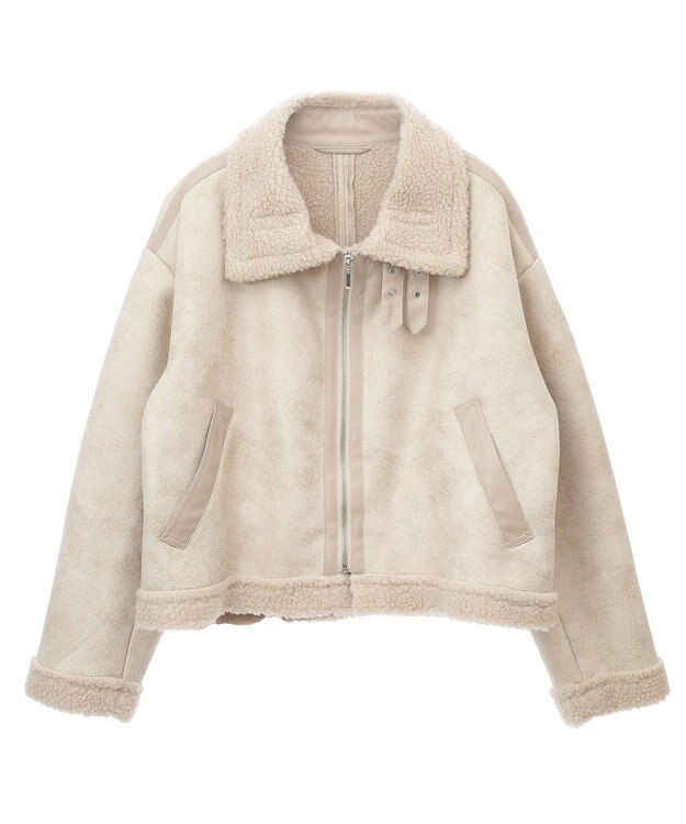 Green Parks フェイクムートンブルゾン Beige