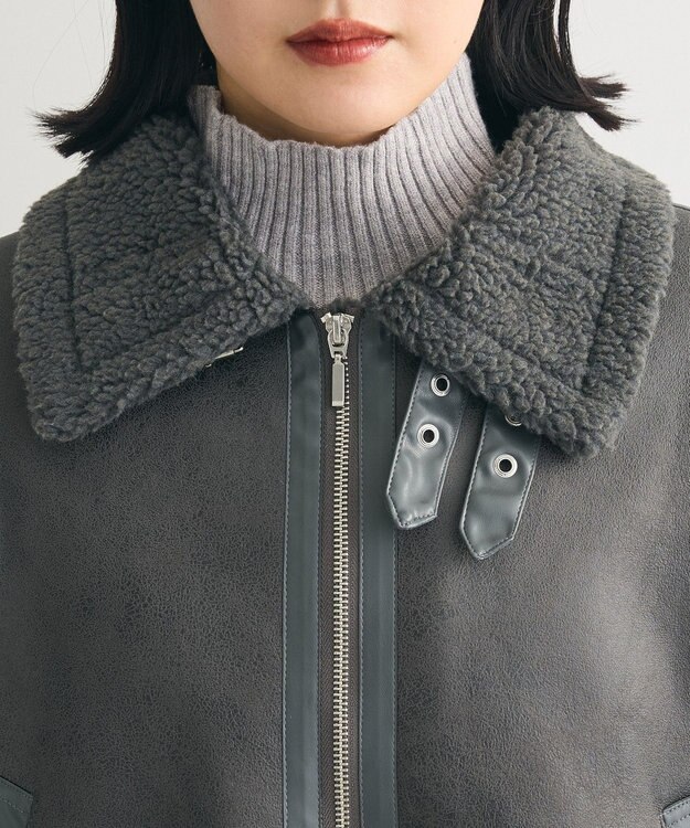 Green Parks フェイクムートンブルゾン Charcoal Gray