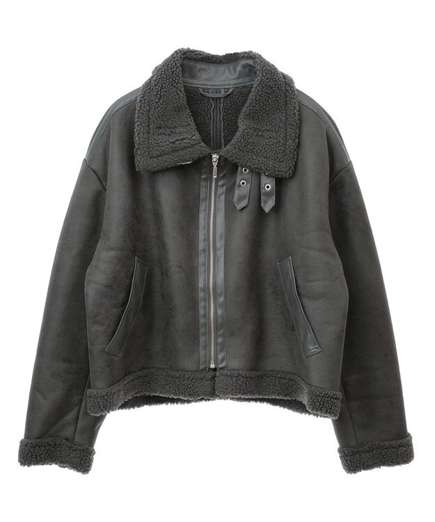 Green Parks フェイクムートンブルゾン Charcoal Gray