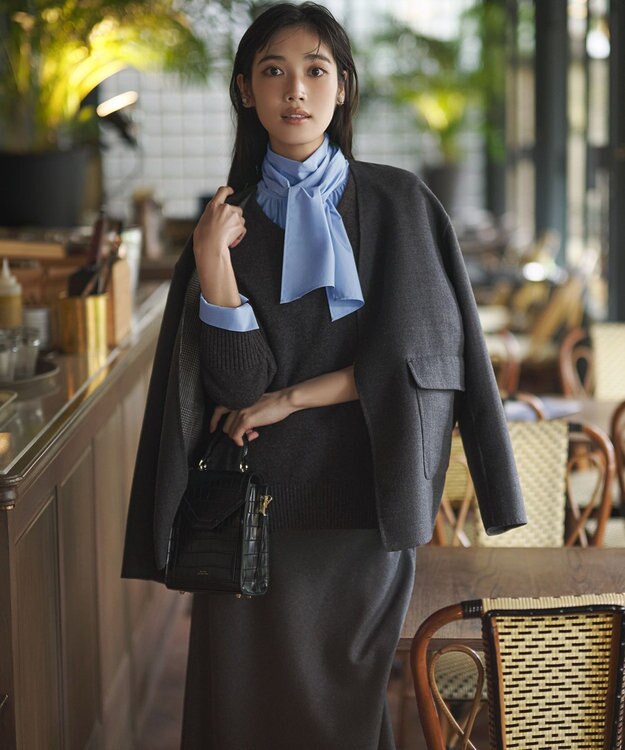 23区 【見上愛さんコラボカラー/VERY掲載】カシミヤブレンド Vネック ニット グレー系