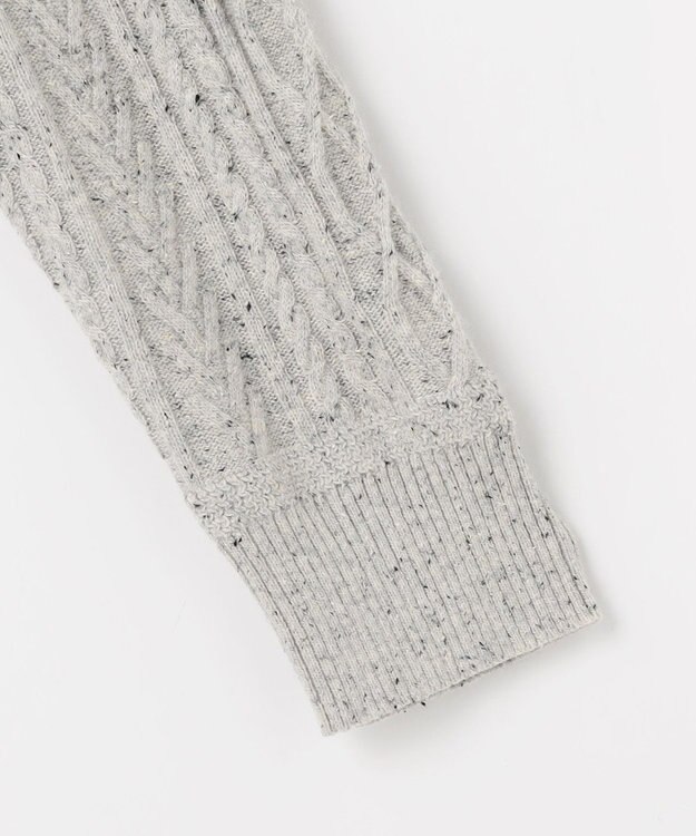 J.PRESS LADIES NEP クルーネック ケーブルニット ライトグレー系