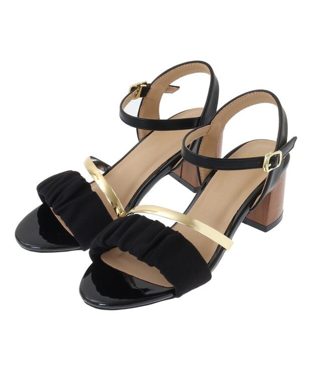 Green Parks ・ｍｉｎｉａ　ギャザーストラップサンダル Black