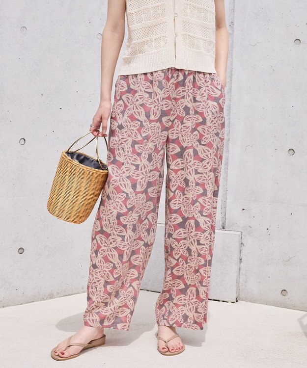 AMERICAN HOLIC ボーホー柄プリントワイドパンツ Red