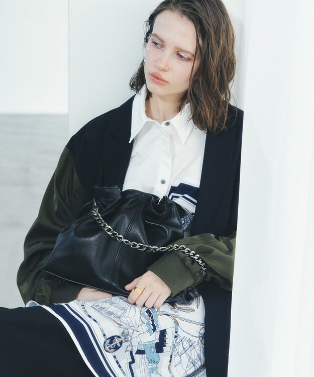 YECCA VECCA 2wayチェーンギャザーバッグ Black