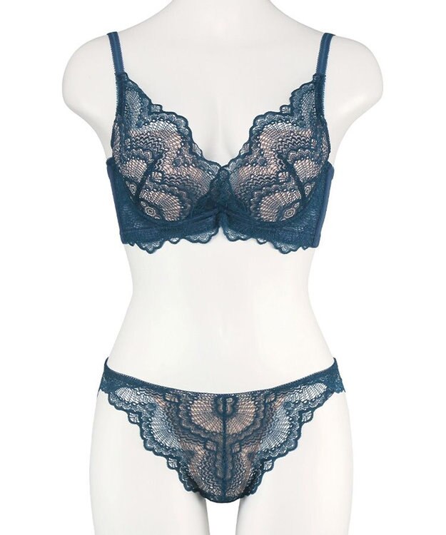 San-ai Resort（三愛水着楽園） 【新色アッシュローズ・アッシュグレー追加】 カシュクール脇高ブラジャー＆ショーツ ブルー