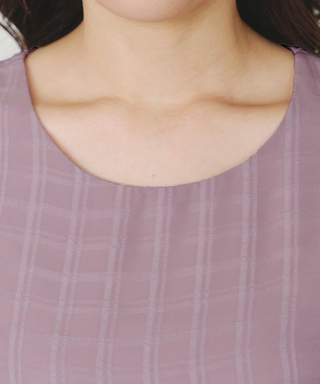 Tiaclasse 【洗える】ツイスト袖チェックブラウス ピンク