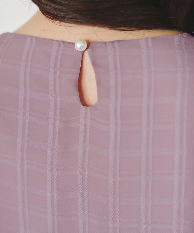 Tiaclasse 【洗える】ツイスト袖チェックブラウス ピンク