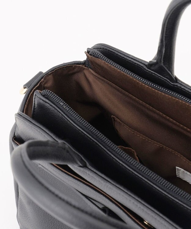 ANY SIS 【2WAY】ベルトバックルラウンドミディトート バッグ ブラック