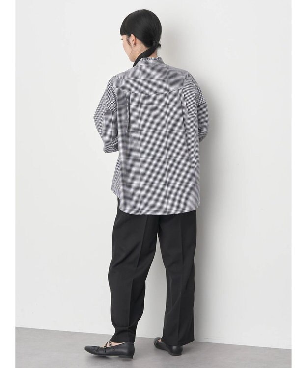 earth music&ecology スタンドフリルシャツ Gingham Check