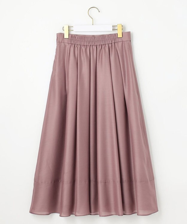 ANY SIS 【洗える】シアーチンツタック スカート モカピンク