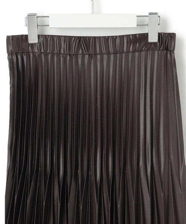 23区 【洗える】レザーライクプリーツ スカート ダークブラウン系