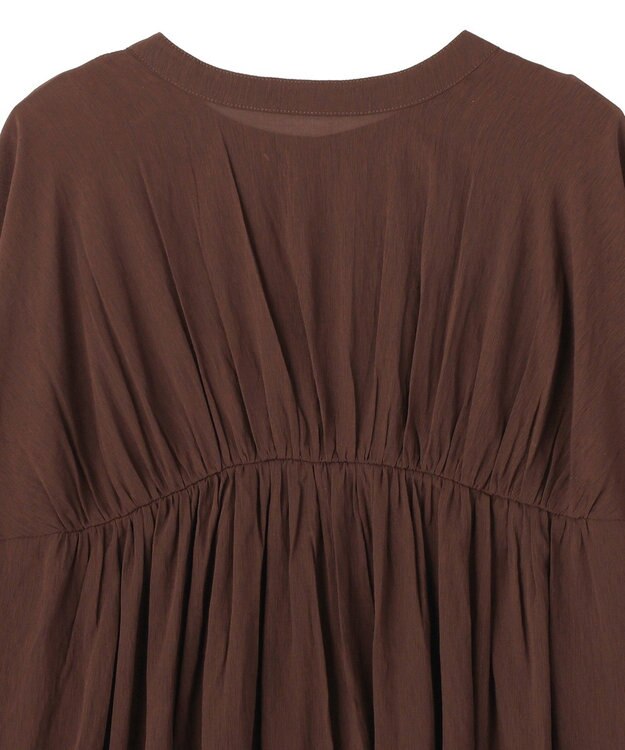 YECCA VECCA ドライタッチシアーバンドカラーシャツ Brown