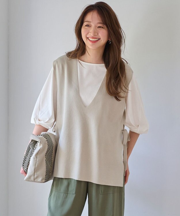 ANY 【接触冷感】シルケットスムース ツイストスリーブトップス オフ