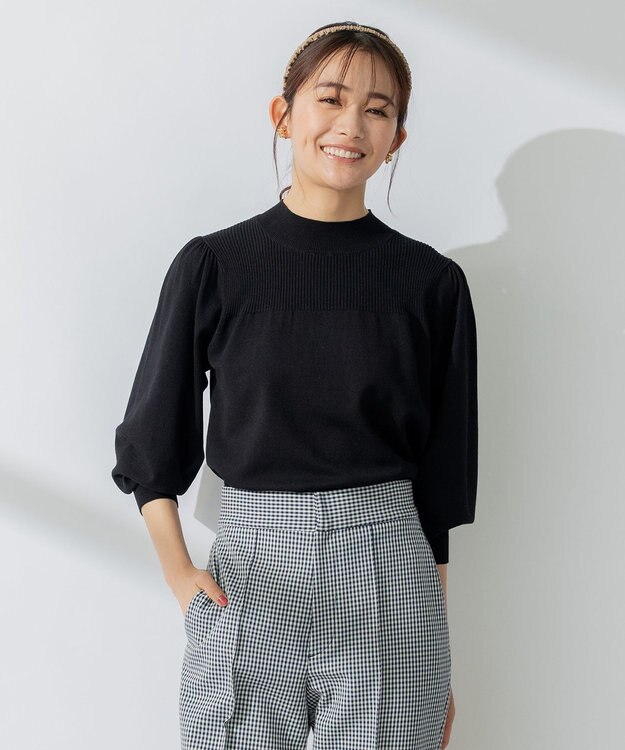 組曲 L 【洗える】Elenaパフスリーブ ニット ブラック系