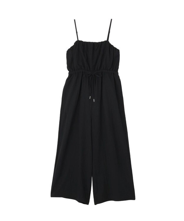 Green Parks 胸元バルーンワイドシルエットサロペット Black